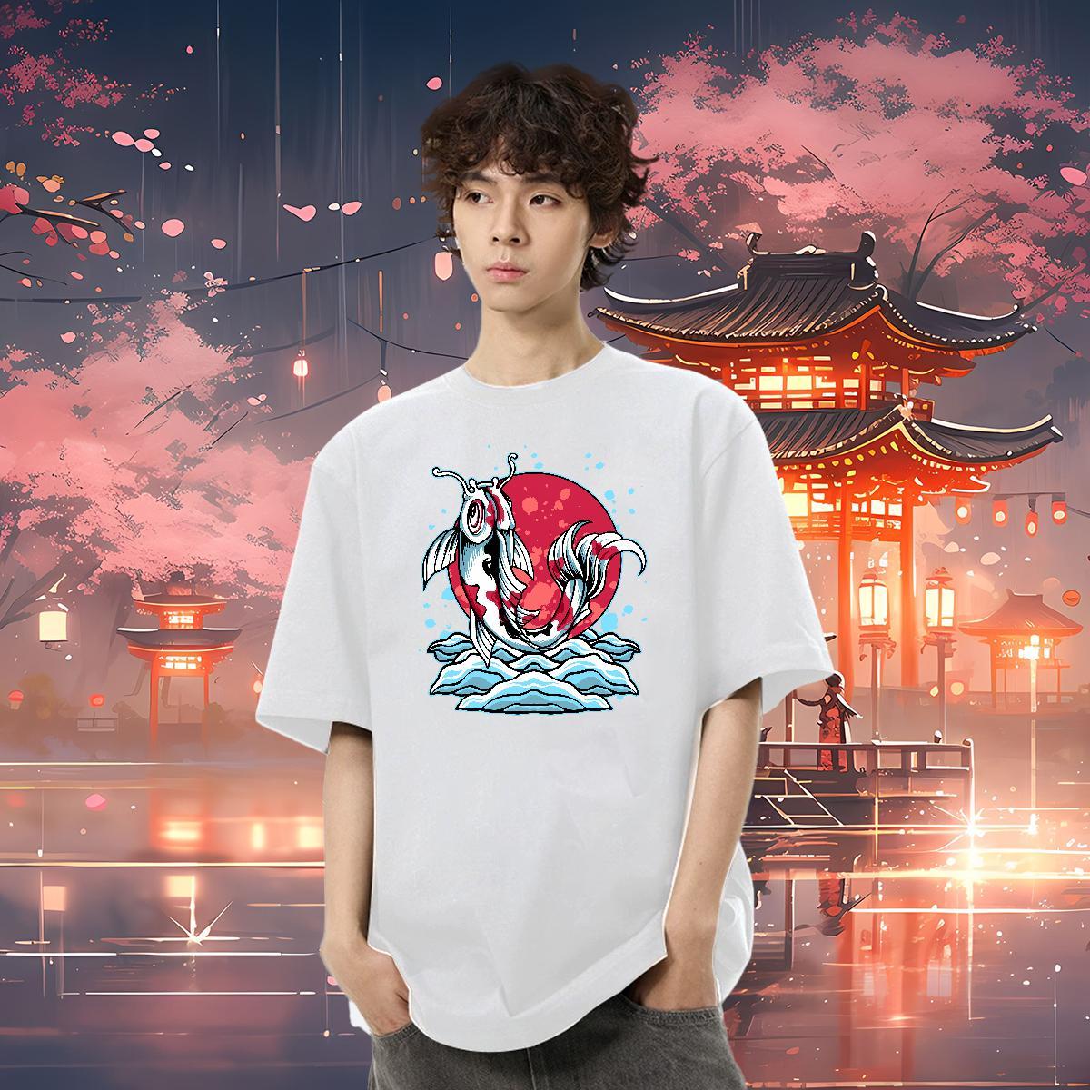 DIY T-Shirts 230g Cotton Daily Wear Tees Shirts Crew Neck Breathable Loose Fit Tshirts Anime