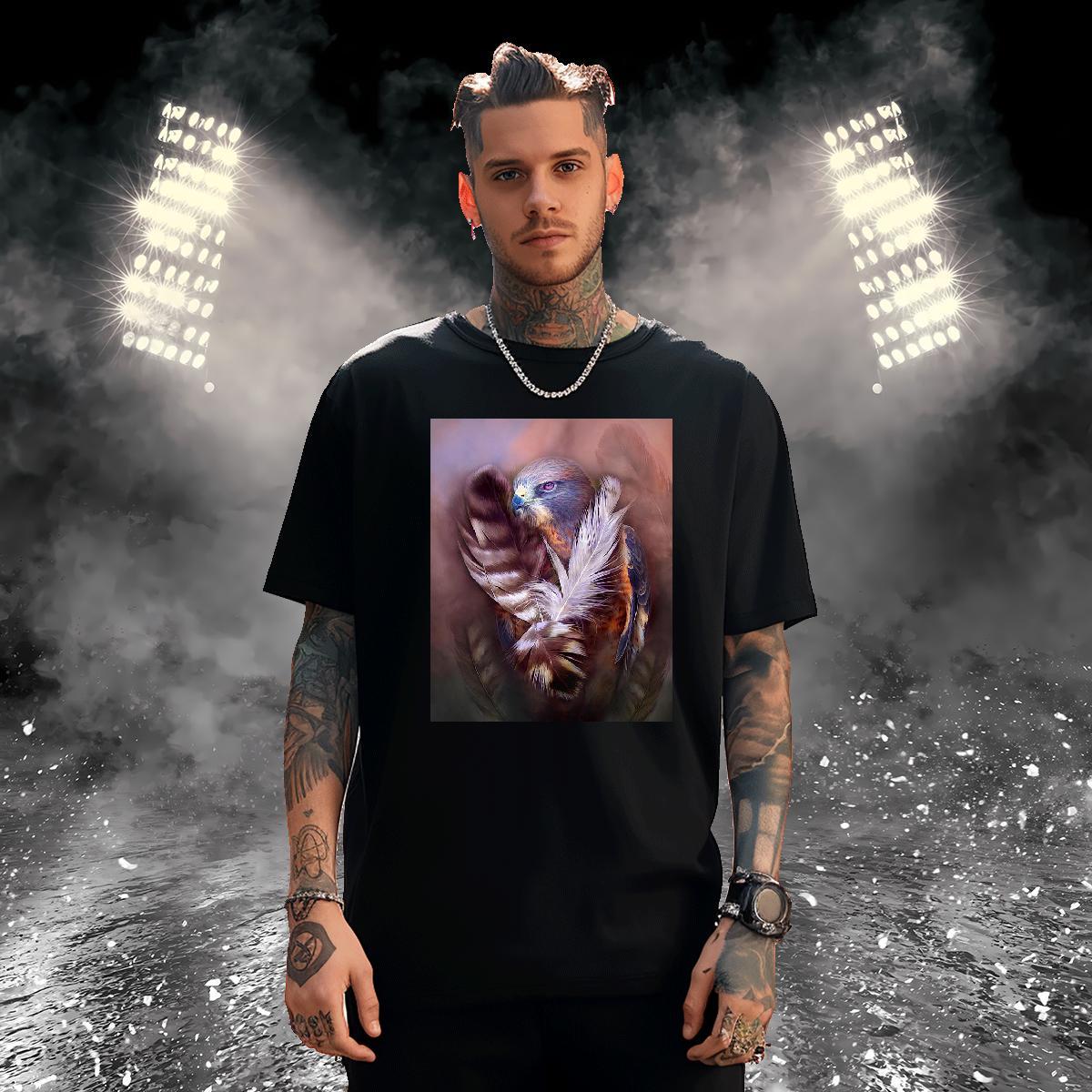 Custom Men T Shirts 230g 100% Cotton eagle Casual Beach Tops Shirt Pure Cotton Classic Men Clothes T-Shirt DIY Printed