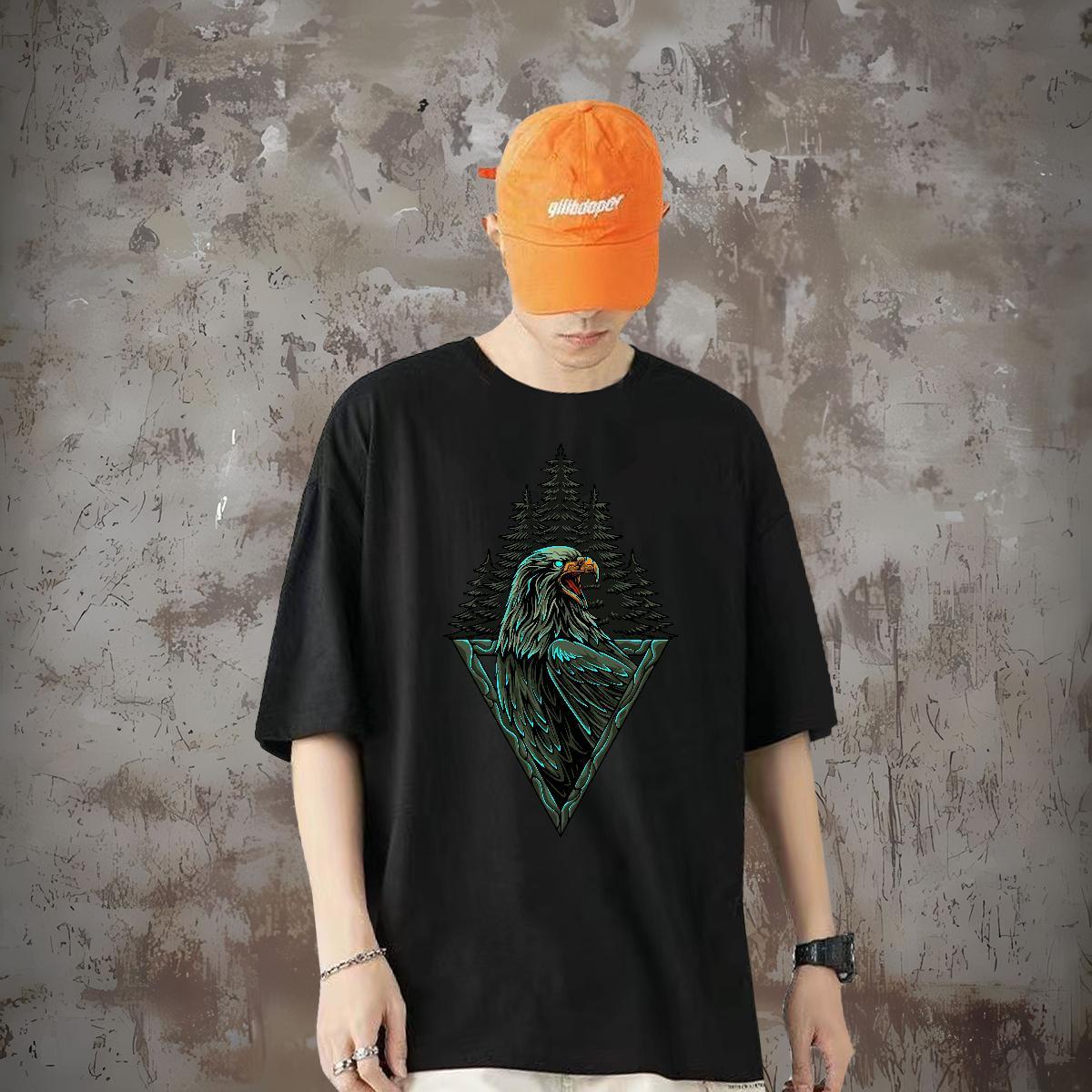 Fashion Designer Men T Shirts 230g Cotton eagle Sport Tops Shirt Crew Neck Breathable Brand Mens Tshirts Oversized