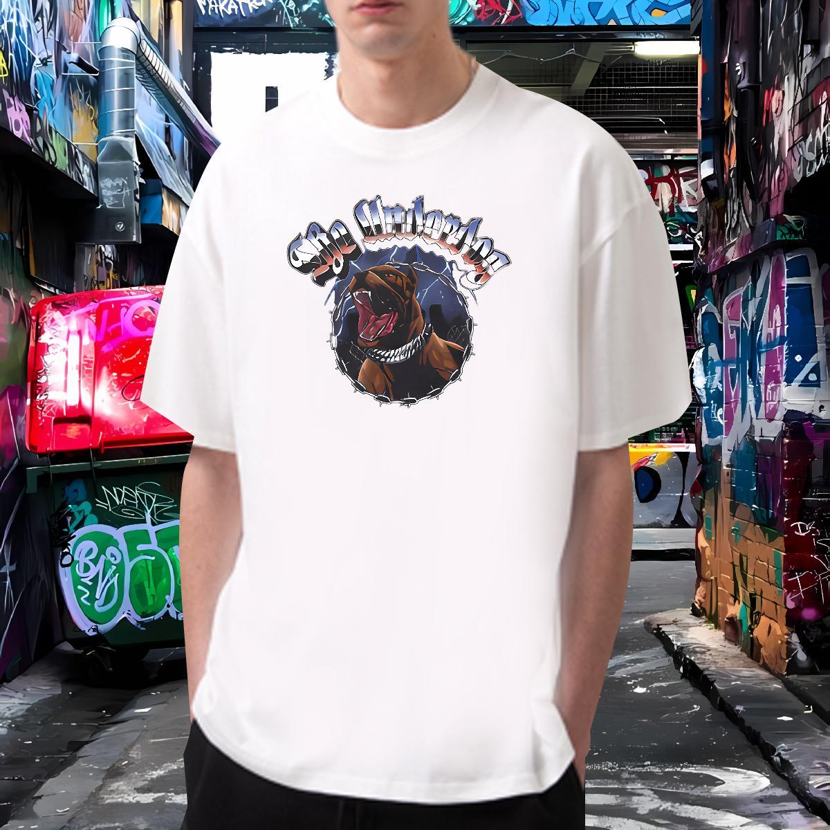 T-Shirts for Men 230g Pure Cotton dog Casual Beach Short Sleeve O-Neck Cartoon Printing L-4XL Mens Tshirts Free Shipping Brand Clothes