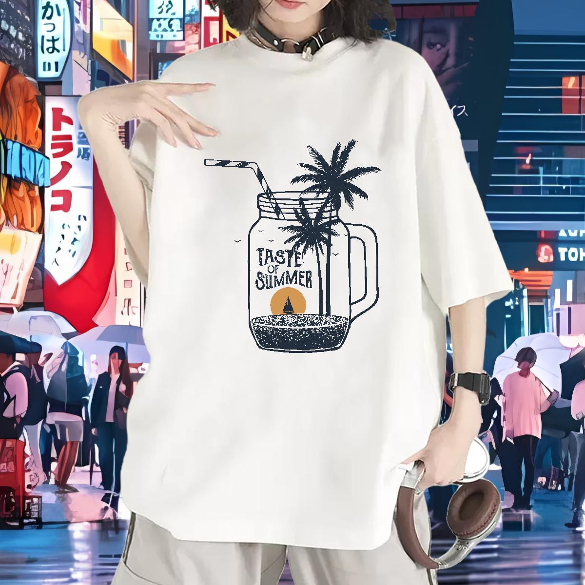 Popular T Shirt For Woman Crew Neck Unisex Tshirts Custom Printing sea Spring Summer 100% Cotton 230g 2024 Top Shirts