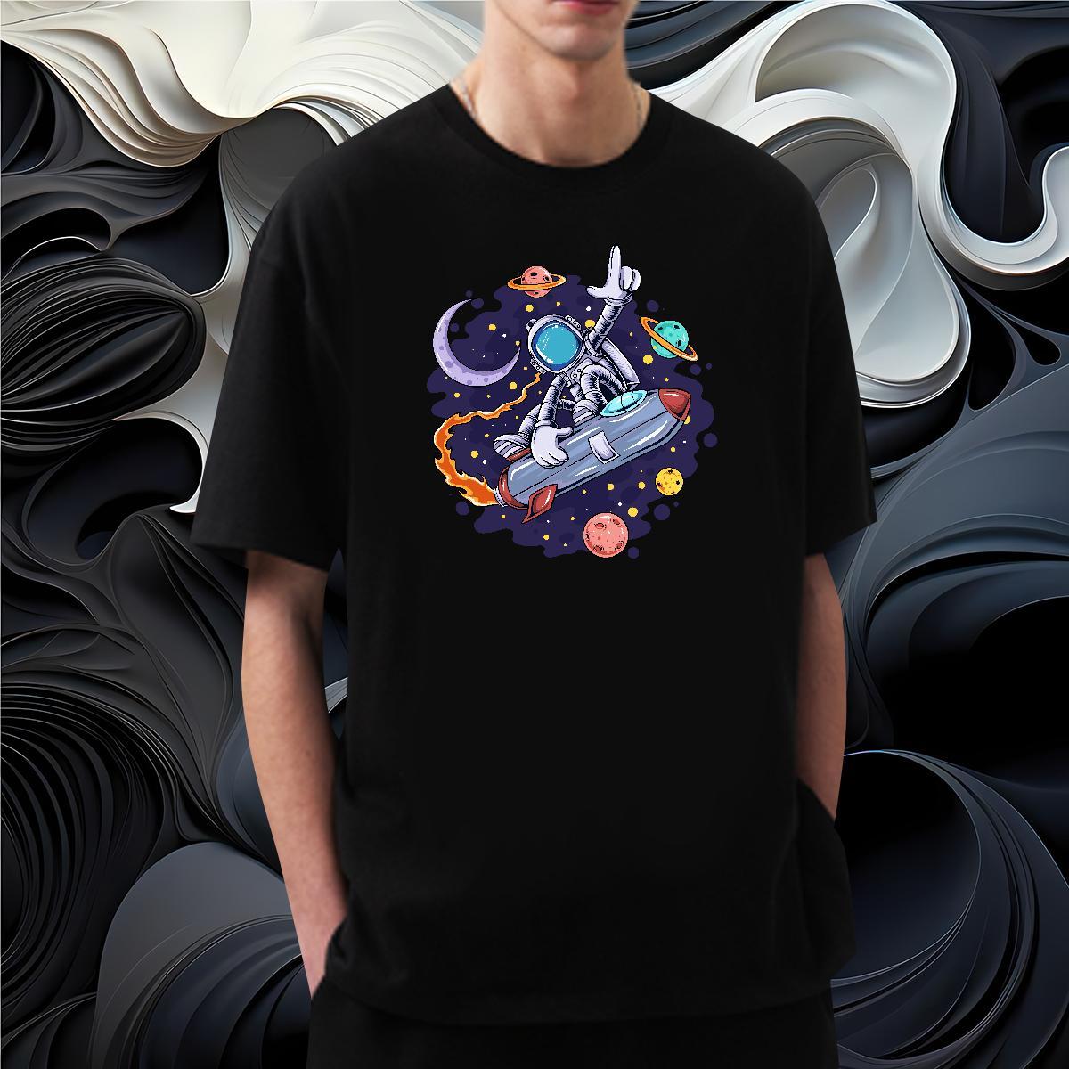 T-Shirts for Men 230g 100% Cotton universe Street Wear O Neck Short Sleeves Custom Big Size Couples T Shirts DIY Cool Tee Shirt