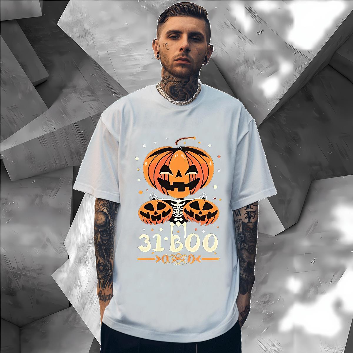 T Shirt For Man 230g 100% Cotton pumpkin Street wear Hip Hop O Neck Short Sleeves Customized Men Tops Tees 2024 New High Quality Tee Shirt