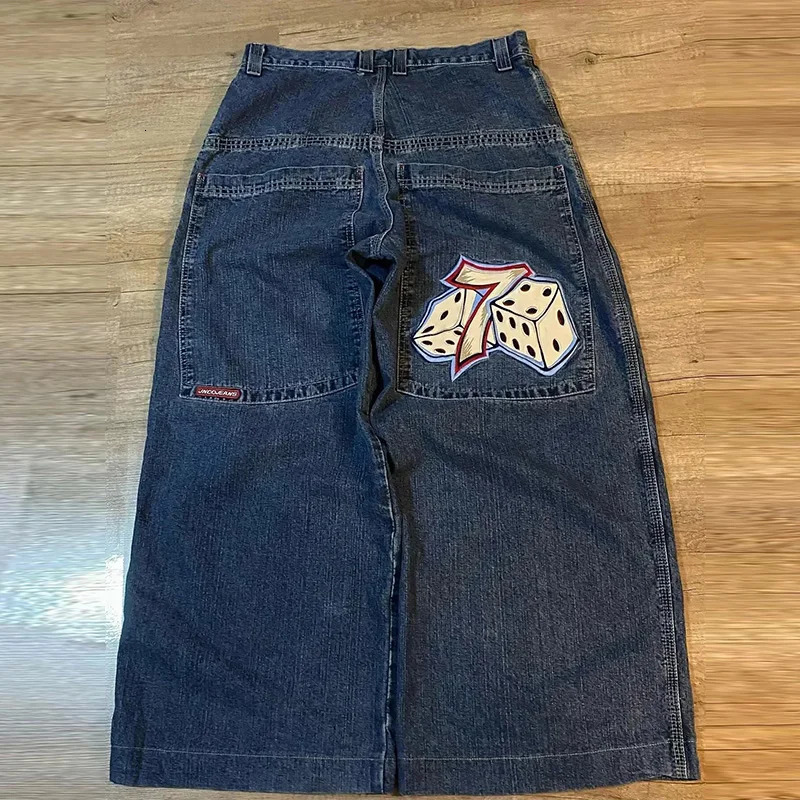 Vintage Wide Leg Jeans Harajuku Hip Pop Printed Denim Pants For Male Loose Oversized Gothic Street Mens Y2k Trousers 240806