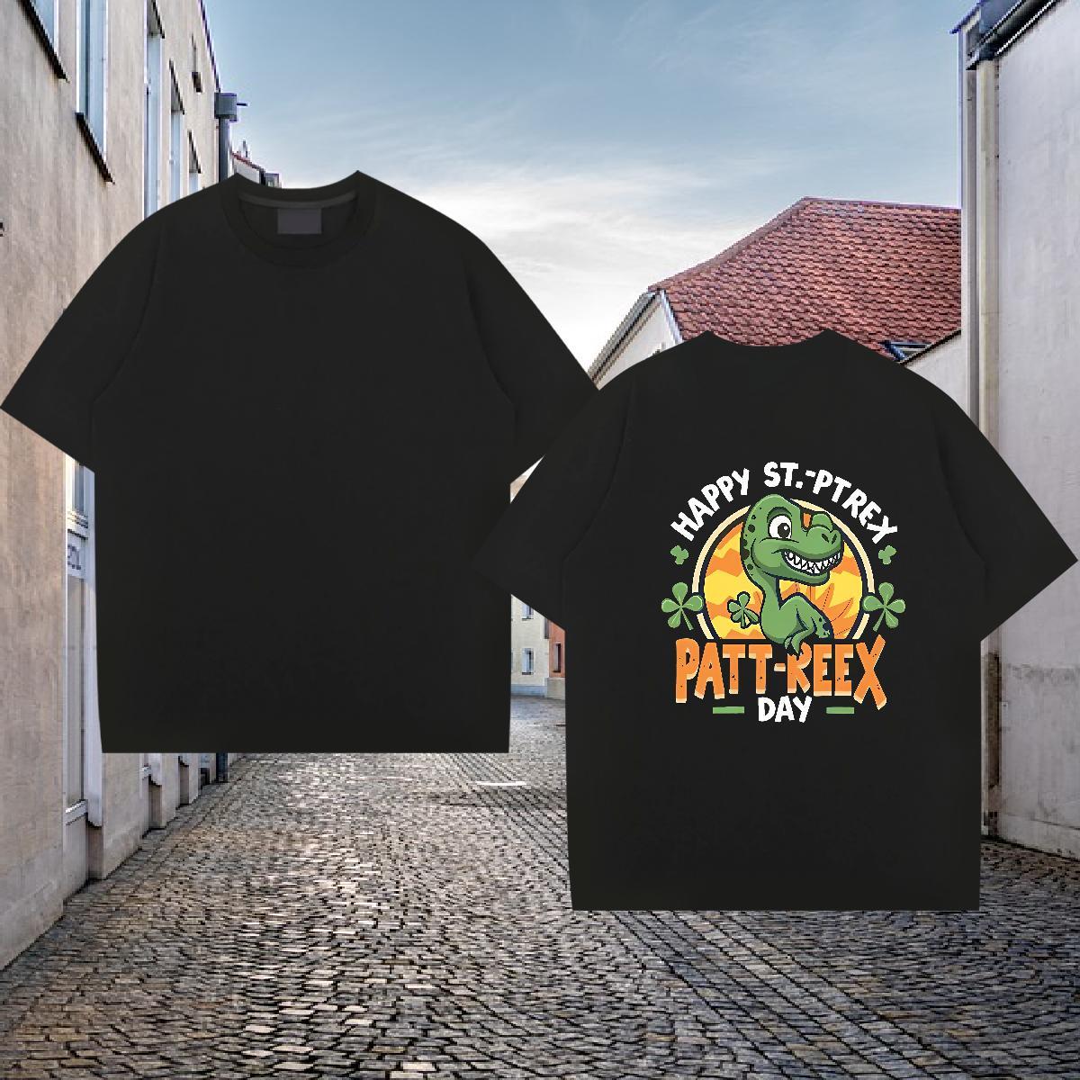 New Mens T Shirts 230g Pure Cotton dinosaur Home Outdoor Clothes Breathable Short Sleeve Free Shipping Men Clothes T-Shirt Oversized