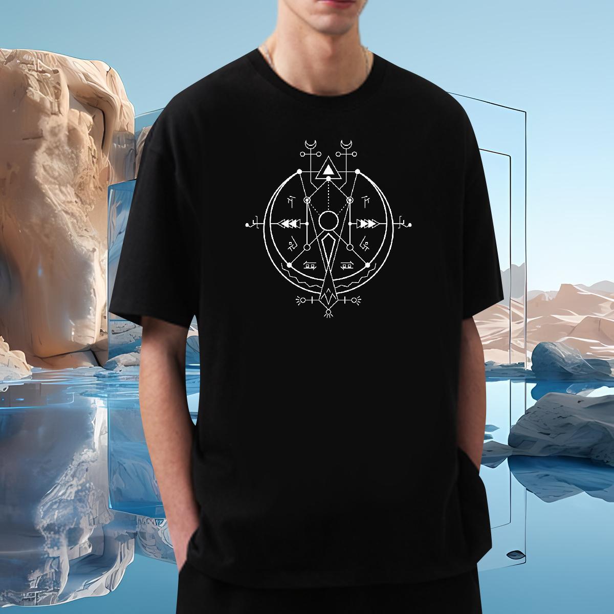 T-Shirts for Men 100% Cotton 230g Geometric line Street Wear Crew Neck Breathable Custom Printing Couples T Shirts DIY Customized Loose Fit Tops Shirt