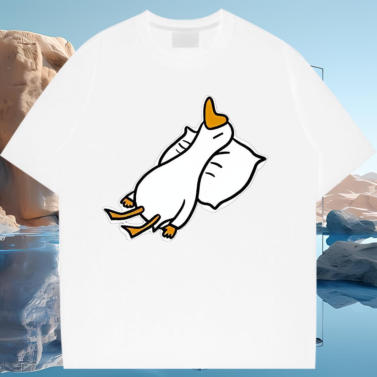 Female T-Shirts for Women Short Sleeve O-Neck Unisex Tshirts White Plus Size duck Street Casual 230g Cotton Brand Tees