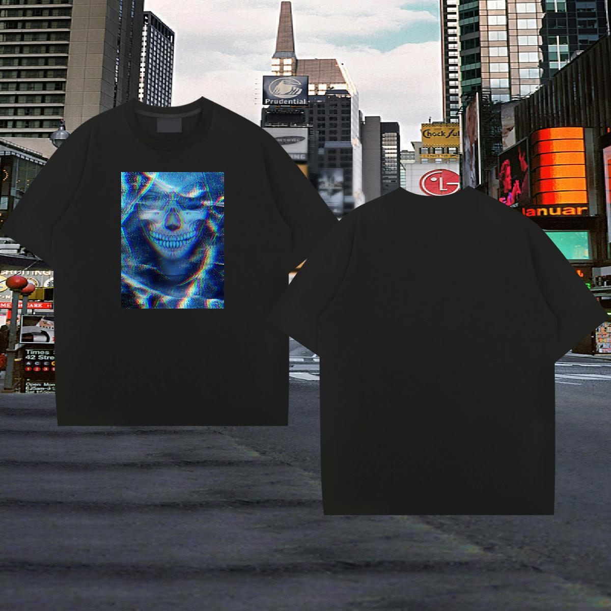 Fashion Designer Men T Shirts skull Wear 100% Cotton 230g High Street Hip Hop Popular DIY Printed Breathable Soft Men Tees