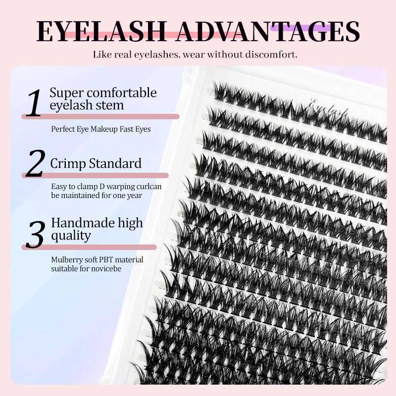 Eyelash Extension Set 280 Clusters 8-16mm Curl Personalized Eyelash Set with eyelash adhesive and sealed eyelash curler W240803