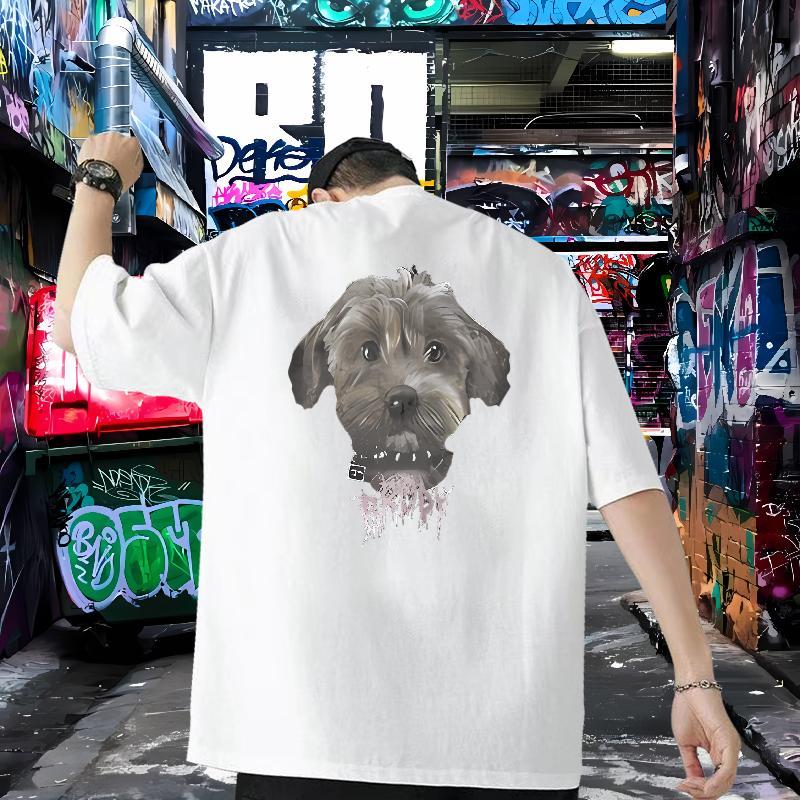 New Arrival T shirt 230g Pure Cotton dog Casual Beach Tees Shirts Breathable Crew Neck Loose Fit Men Tshirts Custom Big Size