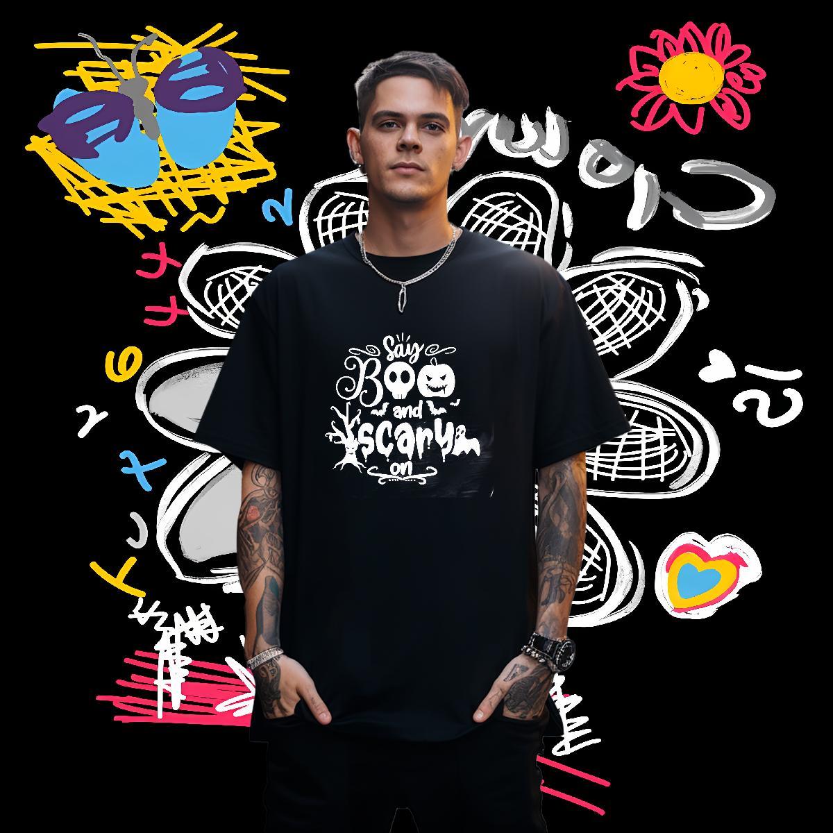 New Arrival Men T Shirts 230g Pure Cotton halloween Daily Outfit Tops Tees Crew Neck Breathable Cool Design Couples T Shirts Cartoon Printing L-4XL