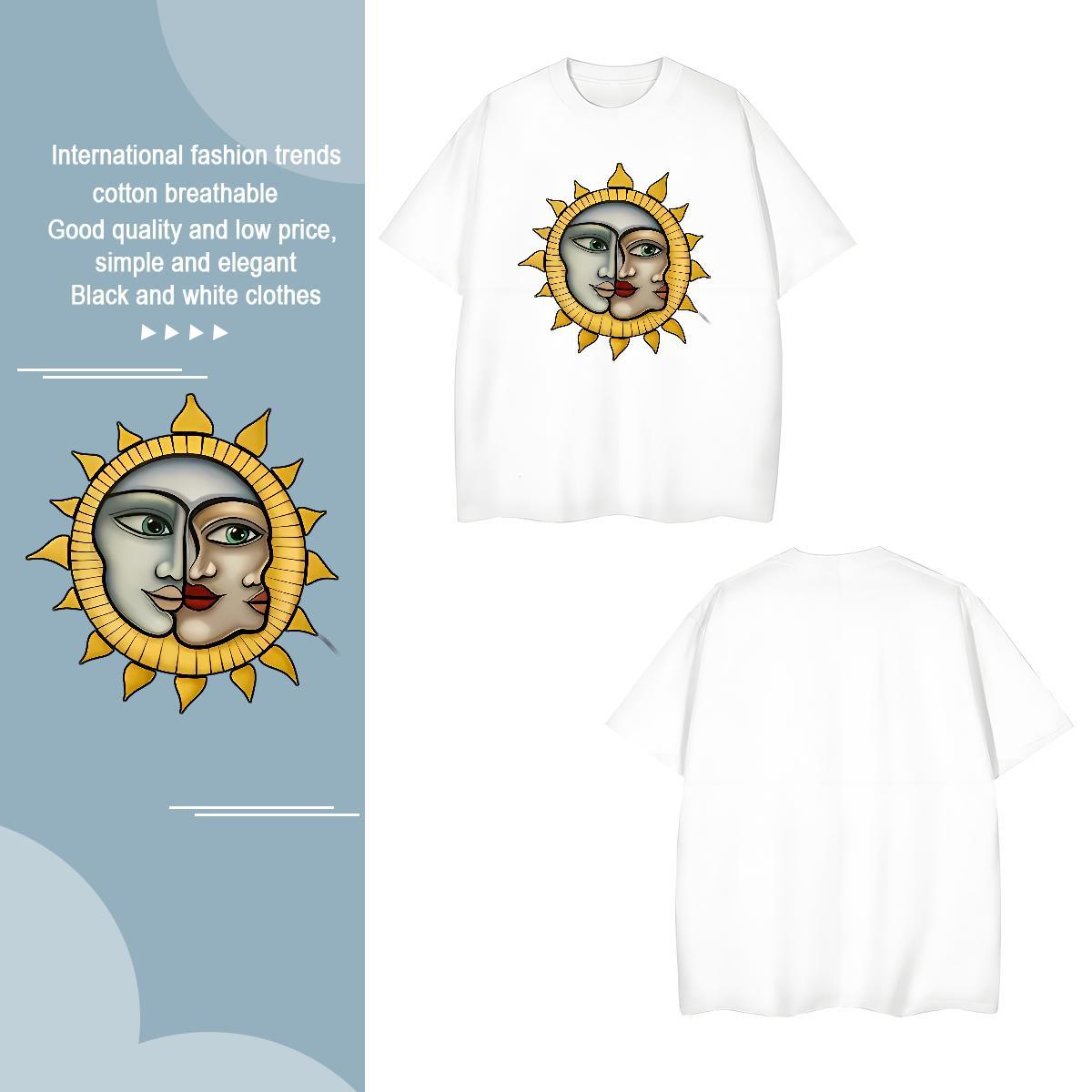 T Shirt For Man 230g Cotton portrait Street Crew Neck Breathable DIY Logo Oversized Couples T Shirts Custom Loose Fit Tops Shirt