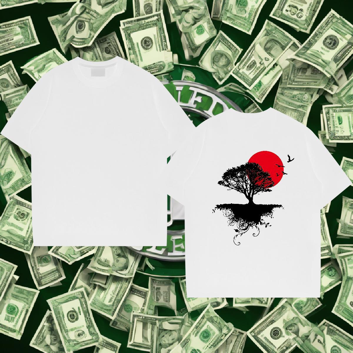 New Arrival Men T Shirts 100% Cotton 230g tree Street Casual Tees Breathable Crew Neck Popular Men Tops Tees DIY Logo Oversized