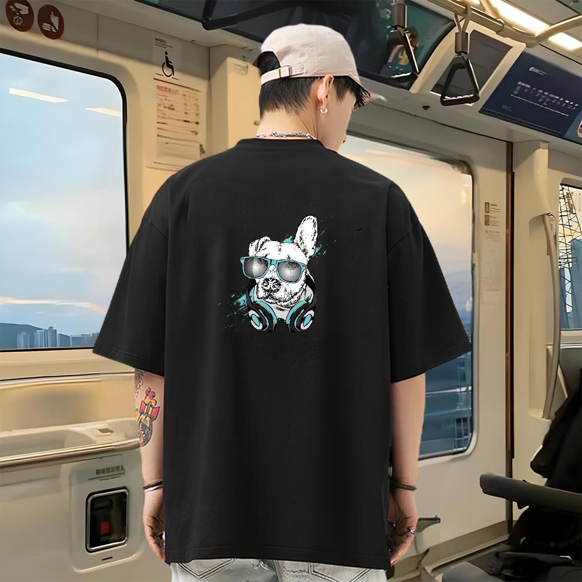 Designer T-Shirts for Men 230g Cotton dog Summer Casual Wear Crew Neck Brand Men Clothes T-Shirt Oversized 4XL