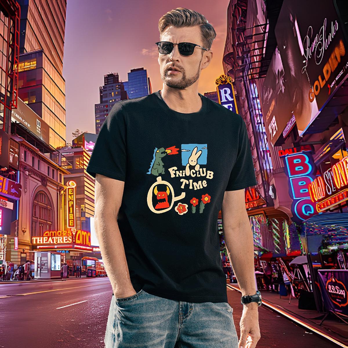 Classic Men Tops Tees 230g Cotton dinosaur Man T Shirts Street Wear Breathable Crew Neck DIY Printed Classic Casual Tee Shirt