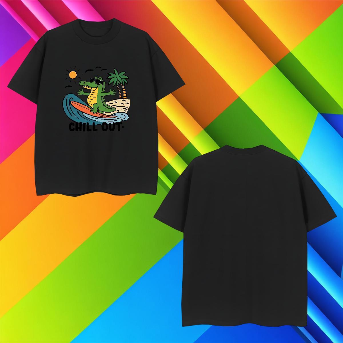 T shirt 100% Cotton 230g dinosaur Spring Summer Breathable Short Sleeve Oversized Men Tshirts Customized Wholesale Top Tees