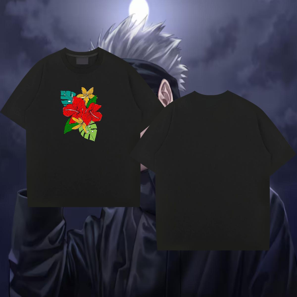 Stylist Men T Shirts 230g 100% Cotton flower Sports Casual Tee Shirt Breathable Soft Cool Men Tees Anime