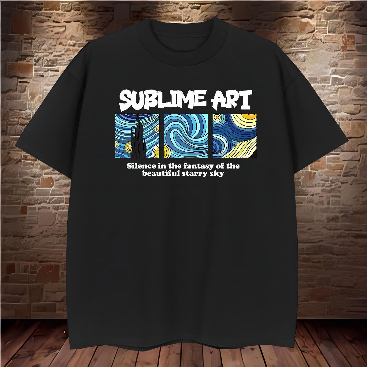 T shirt 100% Cotton 230g starry sky Street wear Hip Hop Breathable Short Sleeve Plus Size Custom Couples T Shirts Classic Wholesale Clothes