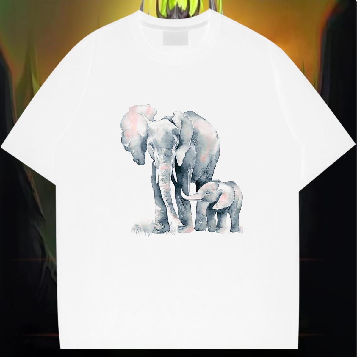 Fashion Design T-Shirts 230g Cotton Elephant Casual Beach Tops Shirt Breathable Short Sleeve Classic Men Tshirts Oversized