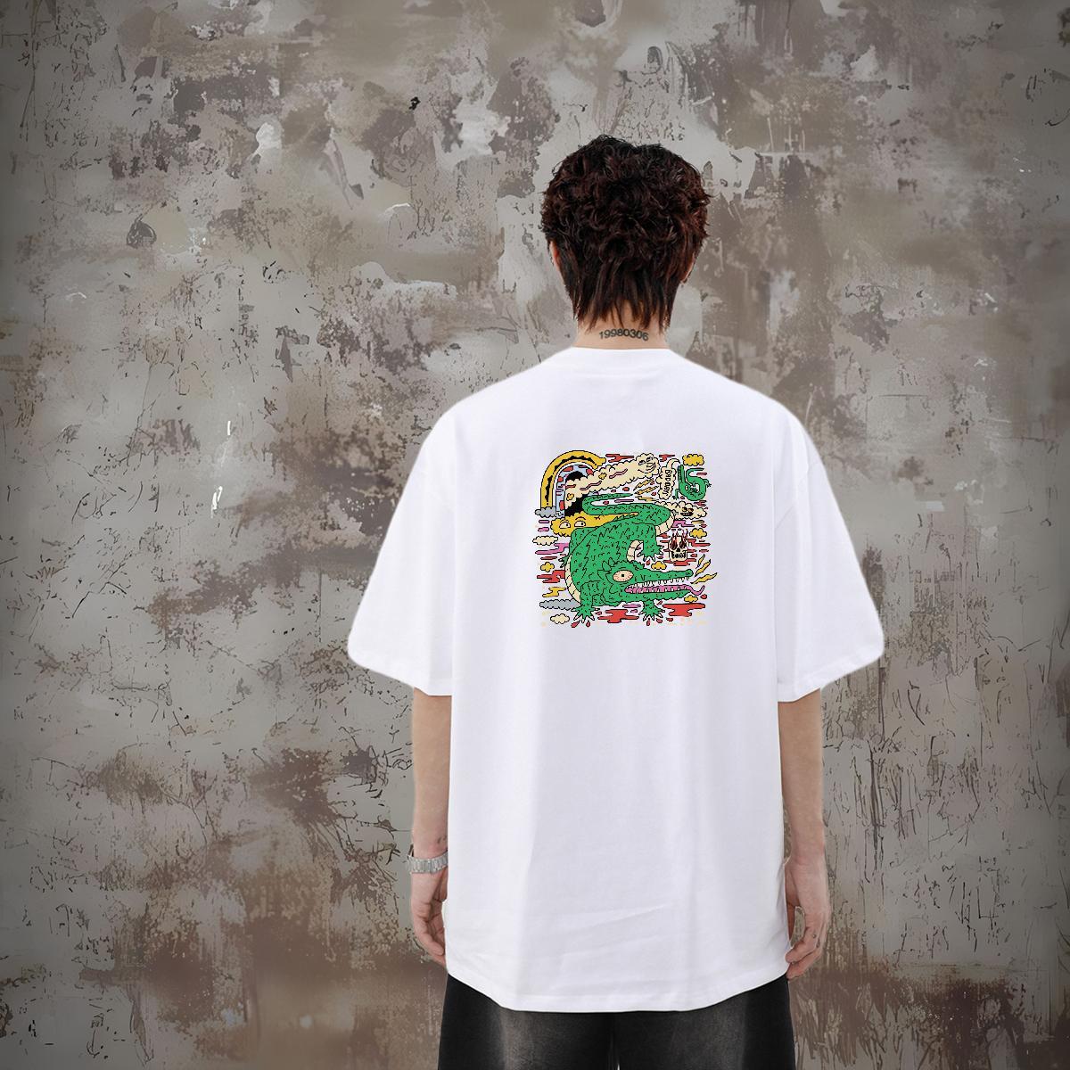 Customized Men T Shirts 230g 100% Cotton crocodile Casual Daily Wear Tees Pure Cotton Soft Mens Tshirts Custom Print Plus Size