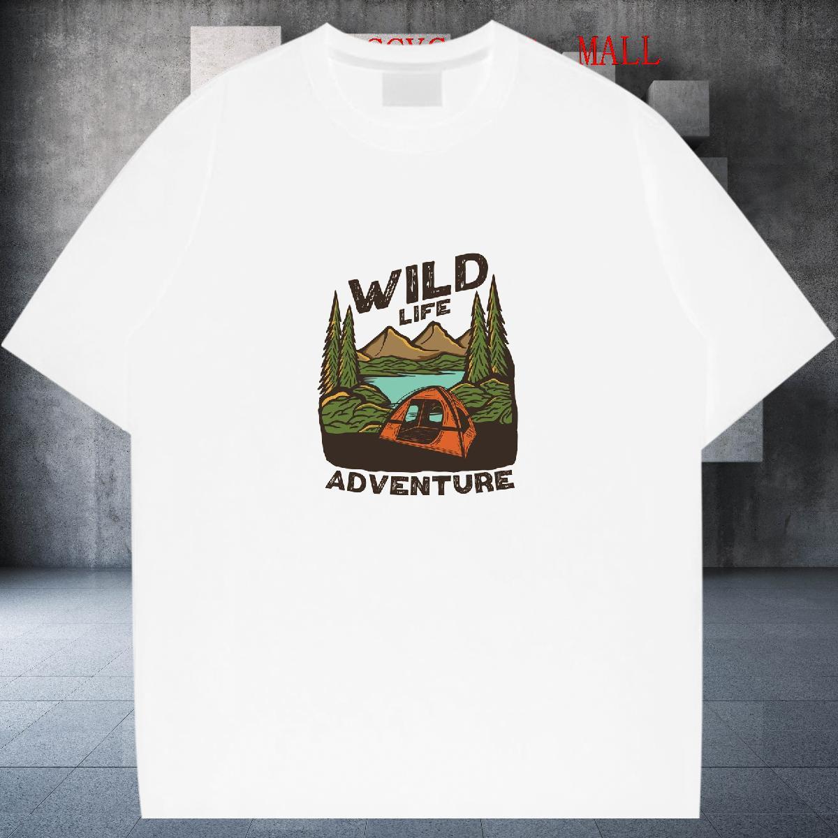 Cool Design Men Tees 230g Pure Cotton High Street Hip Hop mountains Anime Print Breathable Crew Neck DIY T shirt Clothings