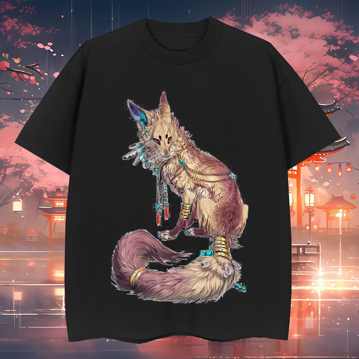 T Shirt For Man 230g Cotton wolf Daily Wear Crew Neck Oversized 3XL 4XL Men Clothes T-Shirt Stylist Soft Tees