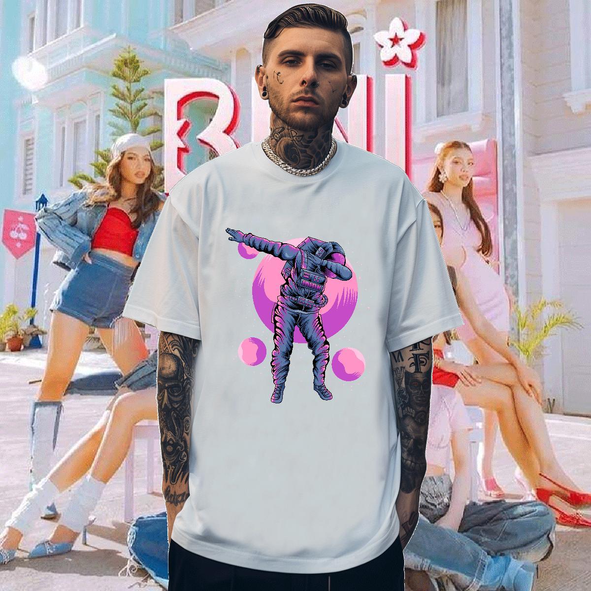 T Shirt For Man 230g Cotton cosmonaut Casual Breathable Oversized 4XL Tshirt for Man Woman 2024 DIY Popular Tshirts