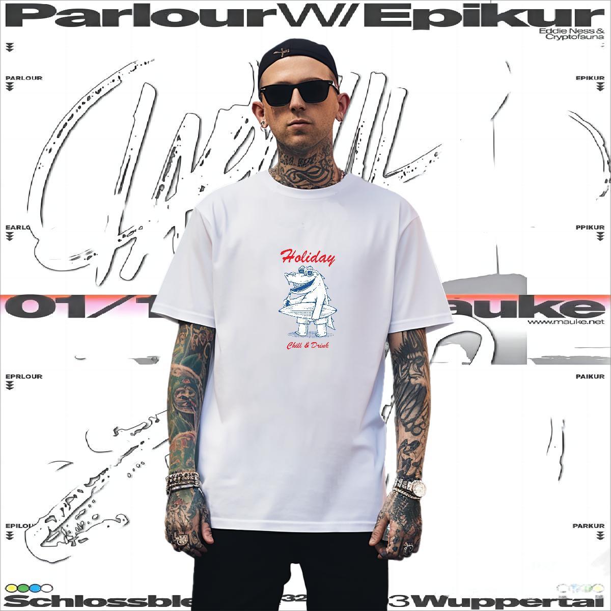 Mens T Shirts 230g 100% Cotton crocodile Daily Outfit Short Sleeve O-Neck DIY Couples T Shirts 2024 New Cool Wear