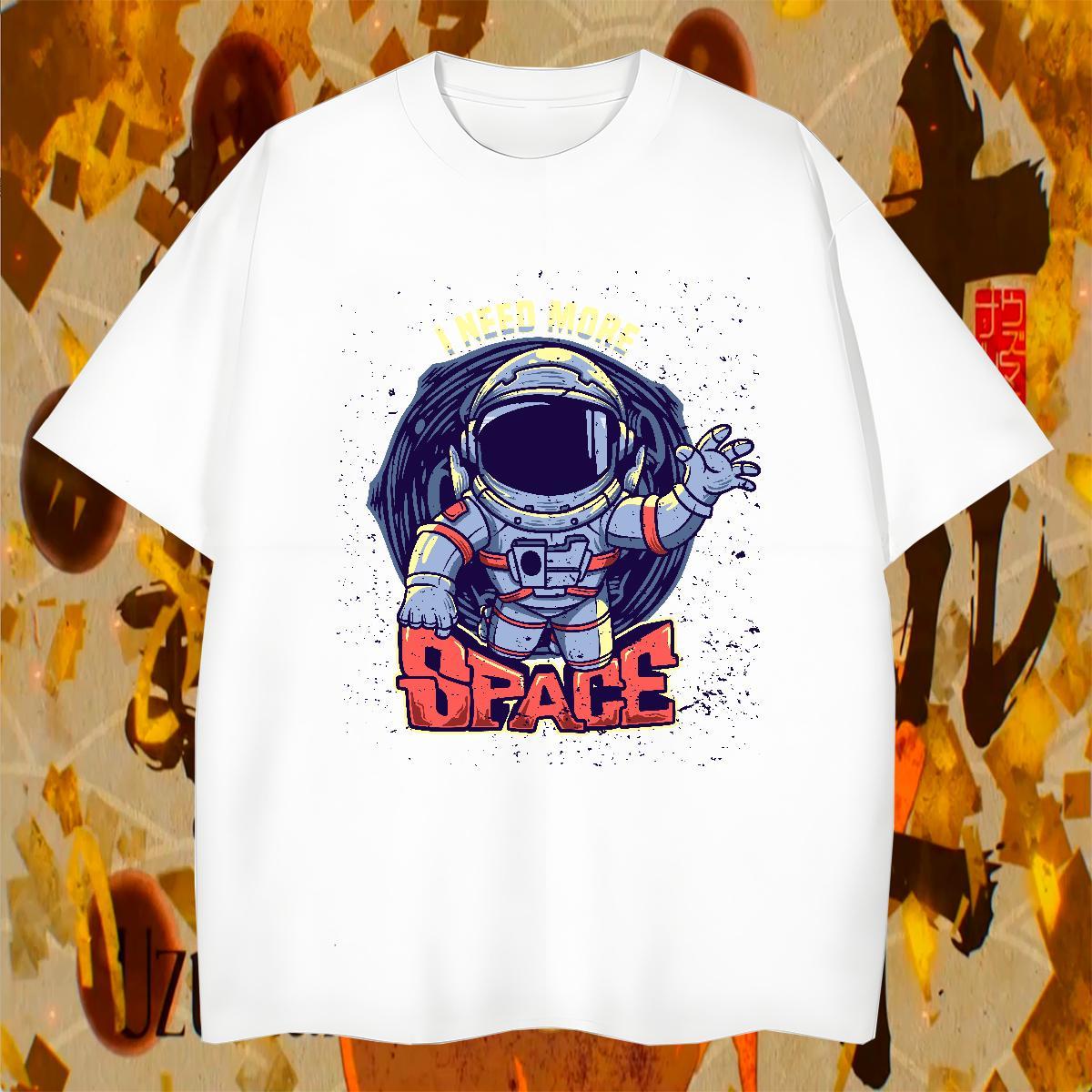 Man T Shirts 230g Cotton outer space Hip Hop Street Breathable Soft Anime Men Tshirts 2024 DIY High Quality Tops