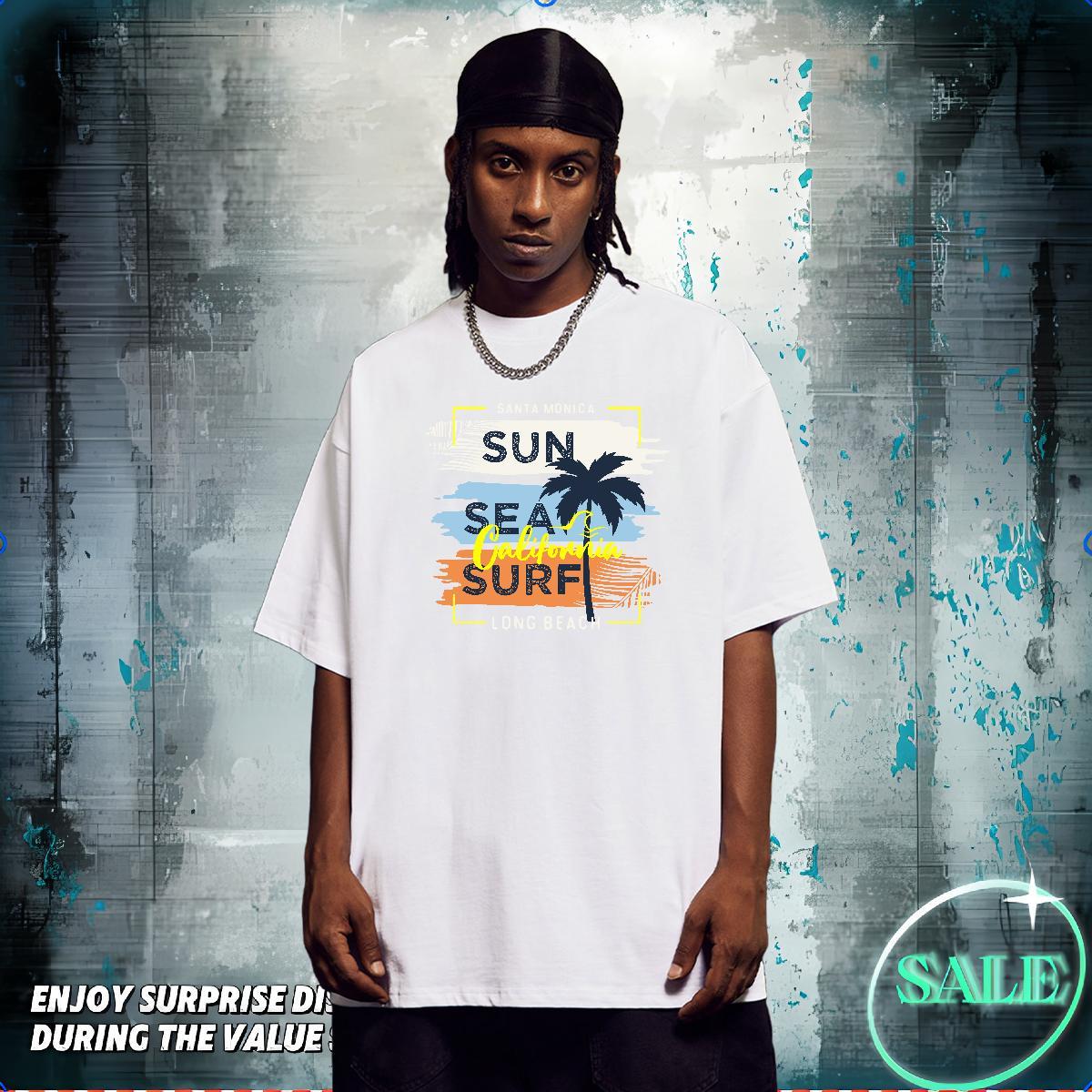 2024 New T Shirts Men 230g Cotton tree Casual Daily Wear Clothings Crew Neck Breathable Popular Men Tshirts Plus Size Cartoon