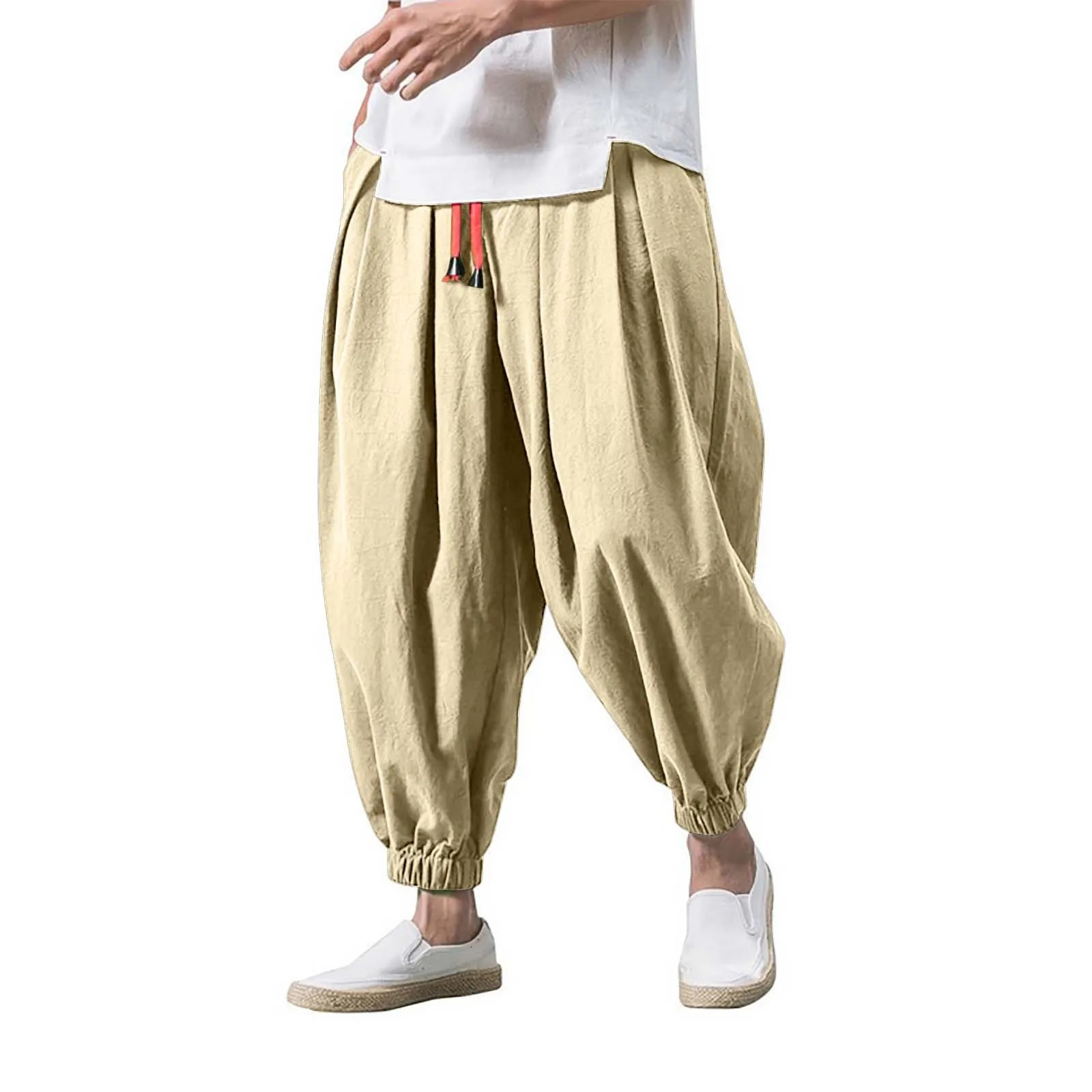 Loose Casual Wide Sweatpants Male Cargo Pants Elasticated Solid Summer Fitness Baggy Streetwear Pantalones 240806