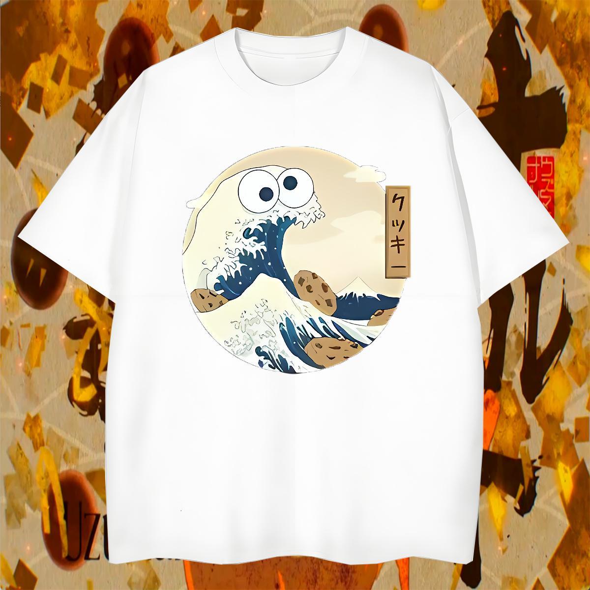 Loose Men Tees 230g 100% Cotton Casual Beach sea wave Custom Printing Crew Neck Free Shipping T shirt Tops Shirt