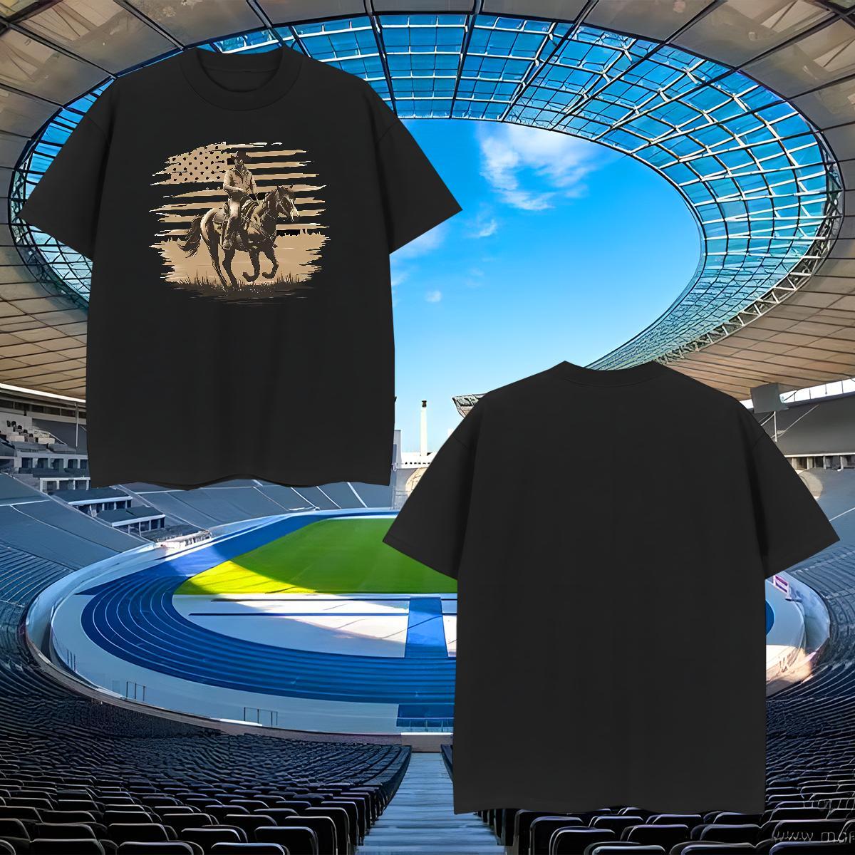 Loose Mens Tshirts 230g 100% Cotton horse T-Shirts Anime Printing Street Breathable Short Sleeve Oversized 3XL 4XL Customized Polos