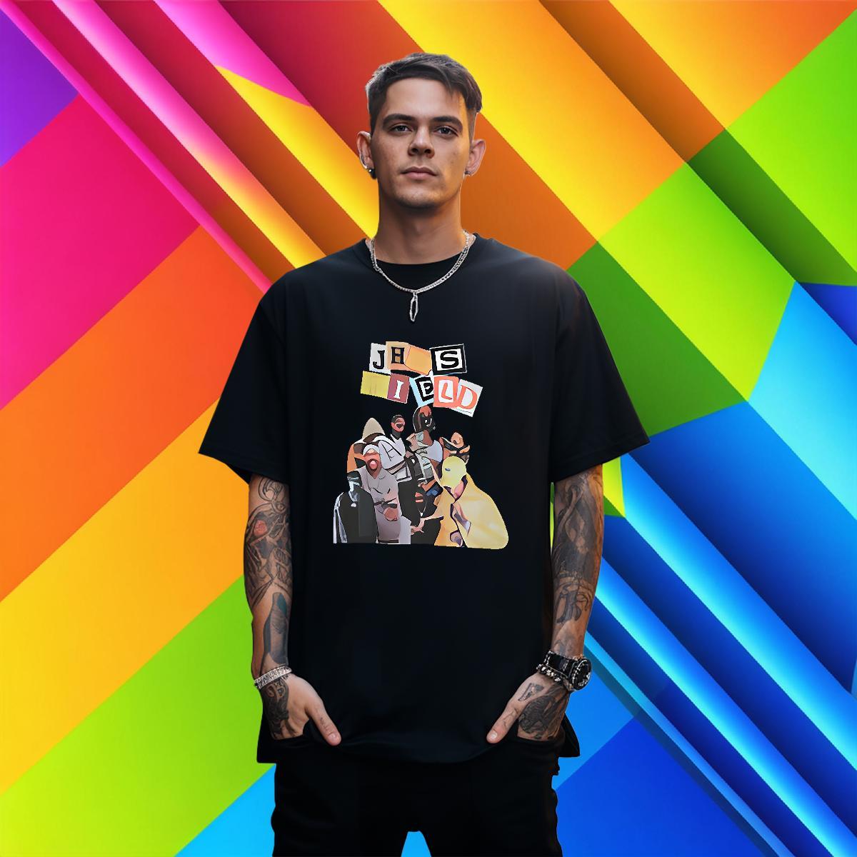 Man T Shirts 100% Cotton 230g portrait Summer Casual Round Neck Short Sleeve Custom Anime Tshirts DIY High Quality Tops Shirt