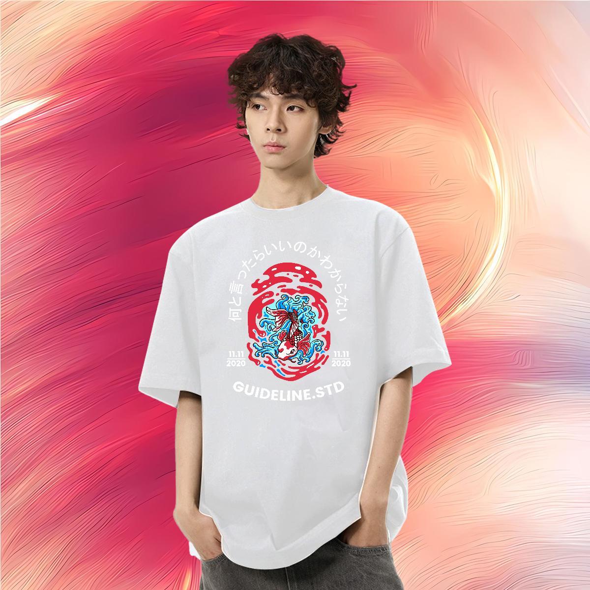 2024 Summer T-Shirts 100% Cotton 230g Hip Hop Street Wear O-Neck Short Sleeve Popular Tshirts DIY Printed