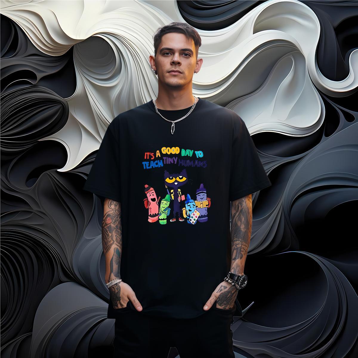 Mens T Shirts 230g 100% Cotton cat Casual Daily Wear Round Neck Short Sleeve Custom Print Plus Size Men Clothes T-Shirt New Designer Soft Tops Shirt