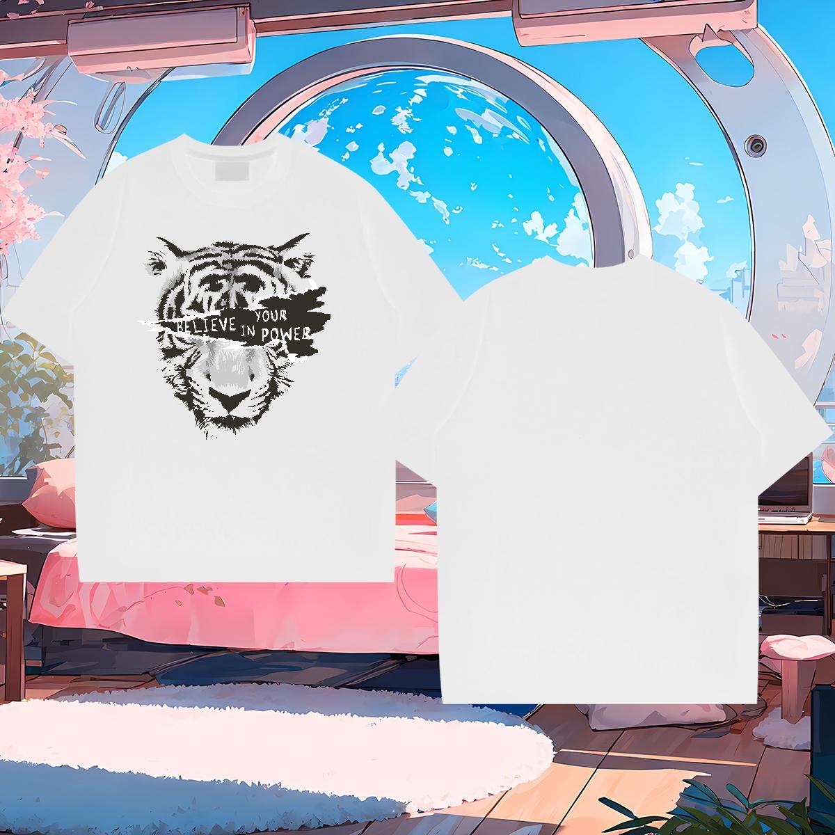 Men T Shirts 230g 100% Cotton tiger Home Outdoor Crew Neck Asian Size Tshirt for Man Woman Brand TOP Quality Tshirts