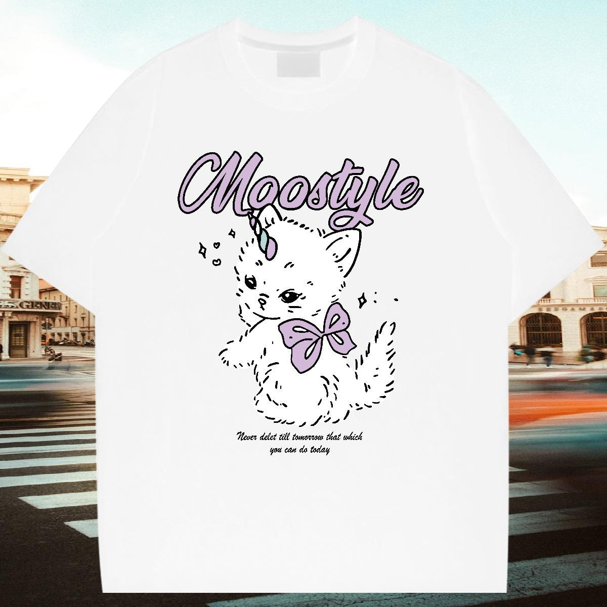 Brand Tshirt for Man Woman 230g Pure Cotton Street Wear cat Customized Round Neck Short Sleeve Wholesale T-Shirts Clothings