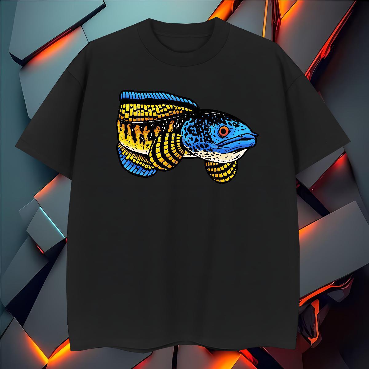 Men T Shirts 100% Cotton 230g fish Beach Breathable Short Sleeve Cartoon Printing L-4XL Men Tshirts New Arrival Loose Fit Tops Tees