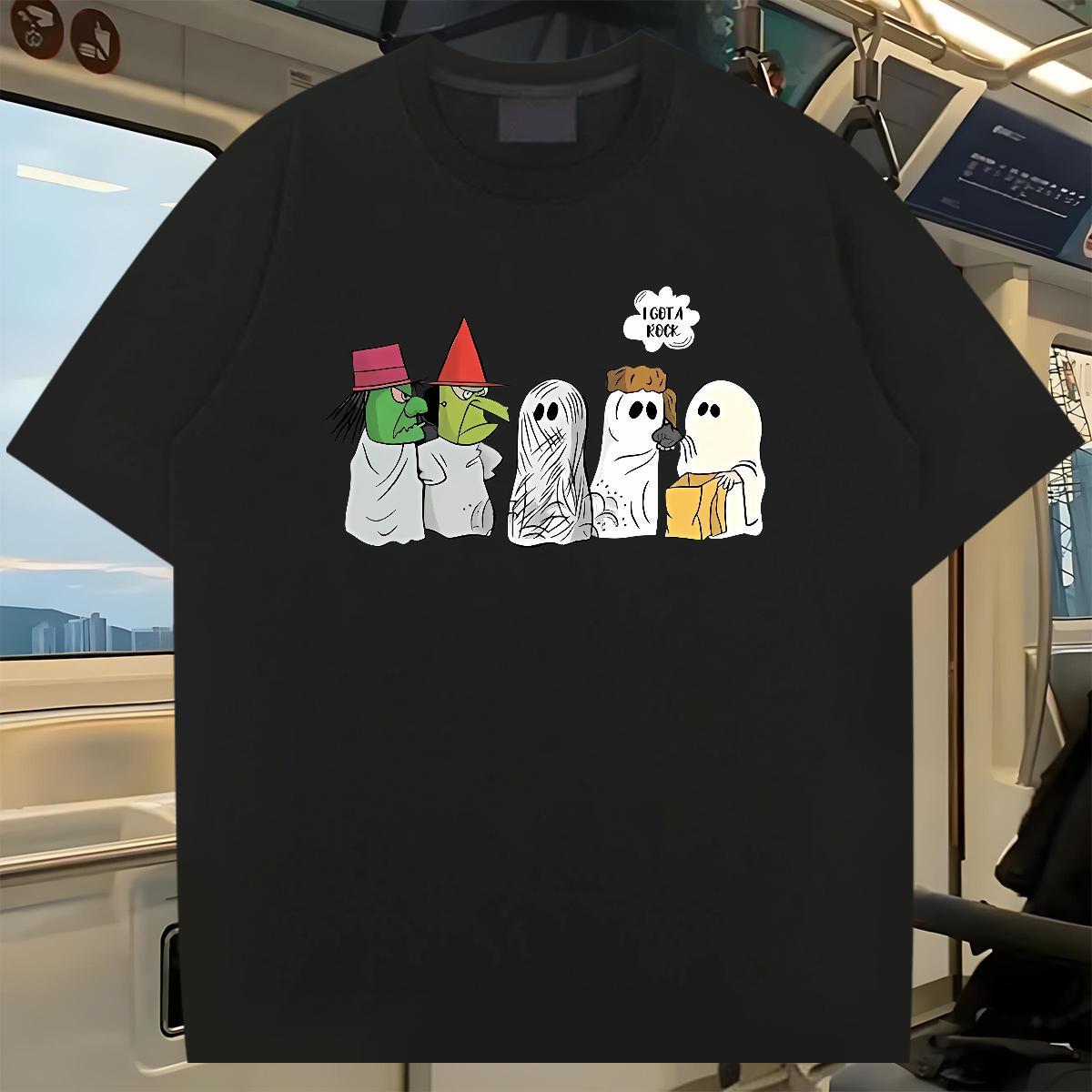 2024 Men T Shirts 230g Pure Cotton halloween Outdoor Tee Shirt Crew Neck Breathable Cool Men Tops Tees Black Oversized