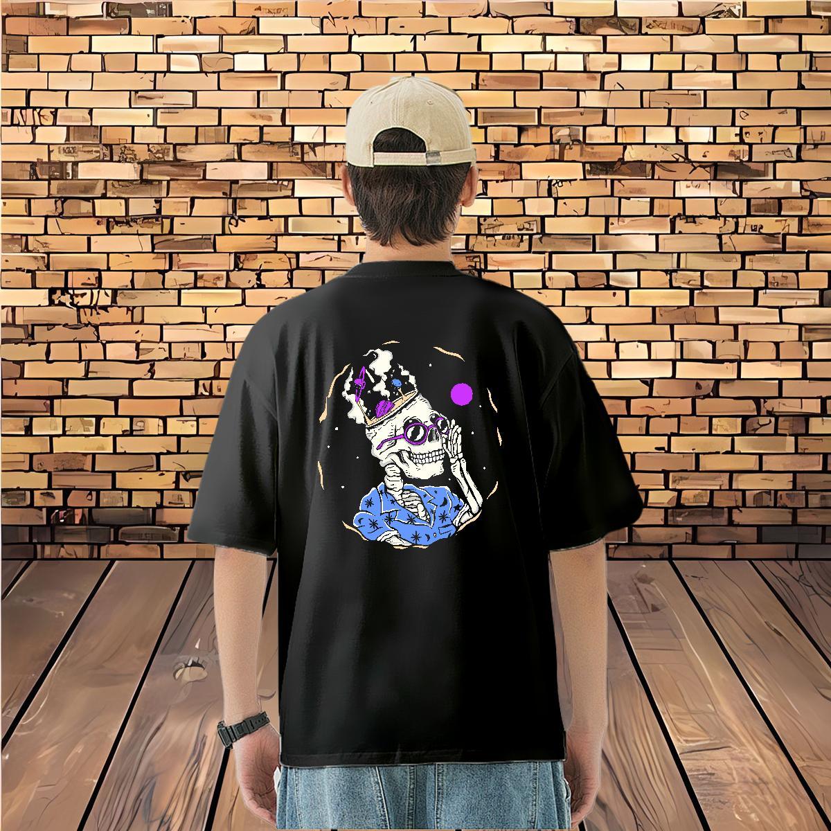 2024 Man T Shirts skull Wear 100% Cotton 230g High Street Hip Hop Designer Custom Printed Short Sleeve O-Neck Men Tops Tees