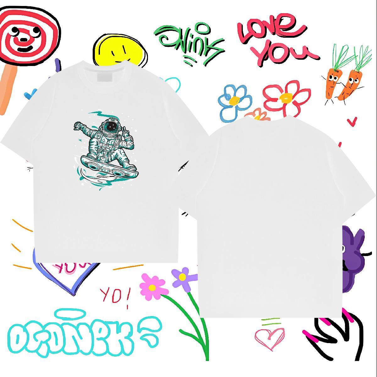 T-Shirts for Men 230g Pure Cotton cosmonaut Street O-Neck Short Sleeve Custom Big Size Men Clothes T-Shirt DIY Free Shipping Tees Shirts