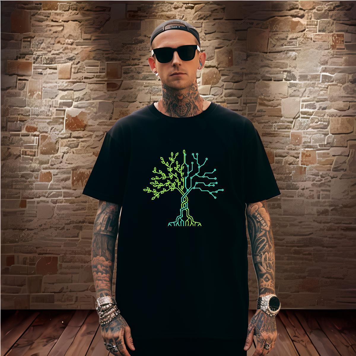 Mens T Shirts 230g Pure Cotton tree Anime Printing Street Breathable Short Sleeve Customized Print Mens Tshirts Brand Comfortable Clothes