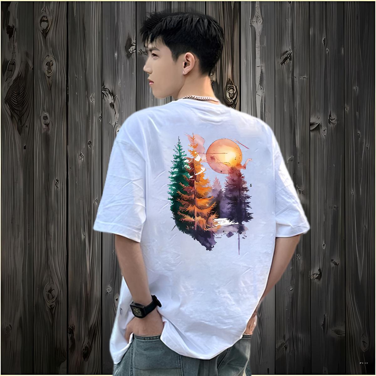 Fashion Casual T-Shirts 230g Pure Cotton tree Hip Hop Tops Shirt Short Sleeve Soft Loose Tshirt for Man Woman Anime