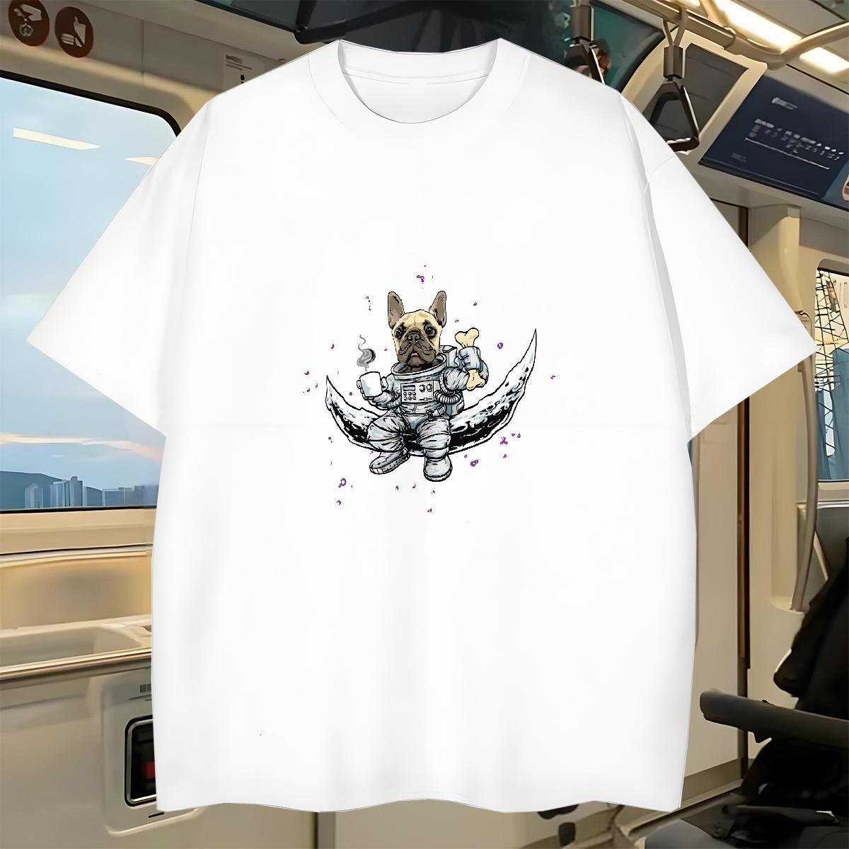 Stylist T-Shirts for Men 230g Cotton dog Hip Hop Street Tops Tees Breathable Short Sleeve Soft Men Tops Tees Customized