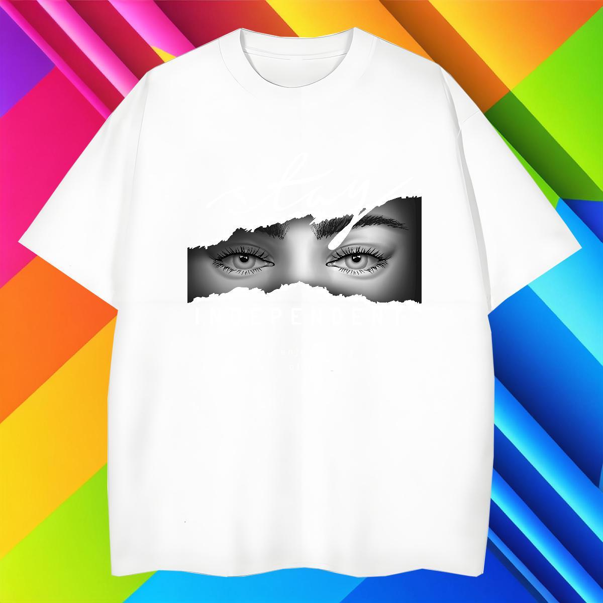 T-Shirts for Men 230g 100% Cotton eyes High Street Hip Hop Breathable Soft Plus Size Cartoon Men Clothes T-Shirt Designer Fashion Loose Tops