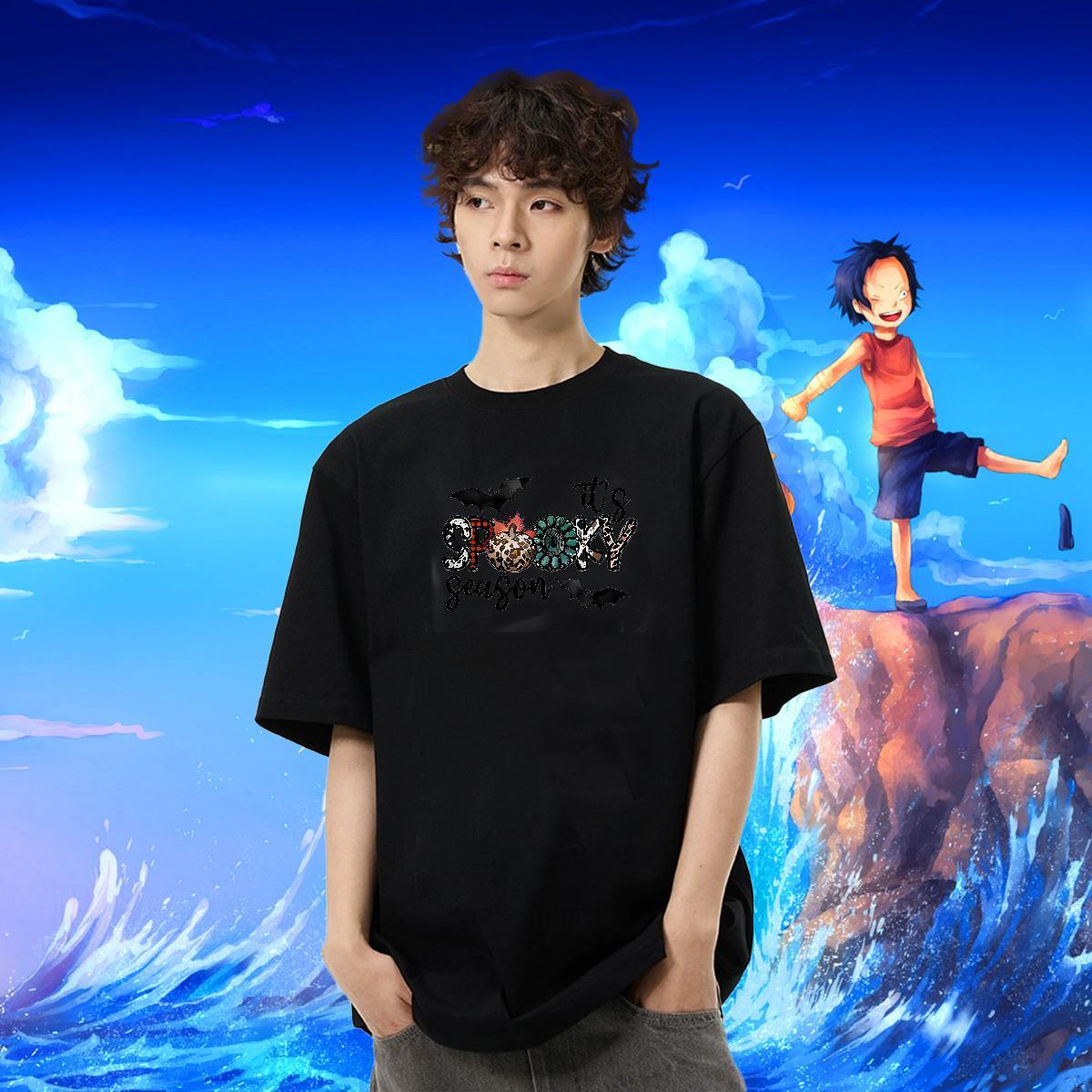 Designer Fashion T-Shirts 100% Cotton 230g halloween Street Wear Tees Short Sleeve O-Neck TOP Quality Men Tees DIY Logo Oversized
