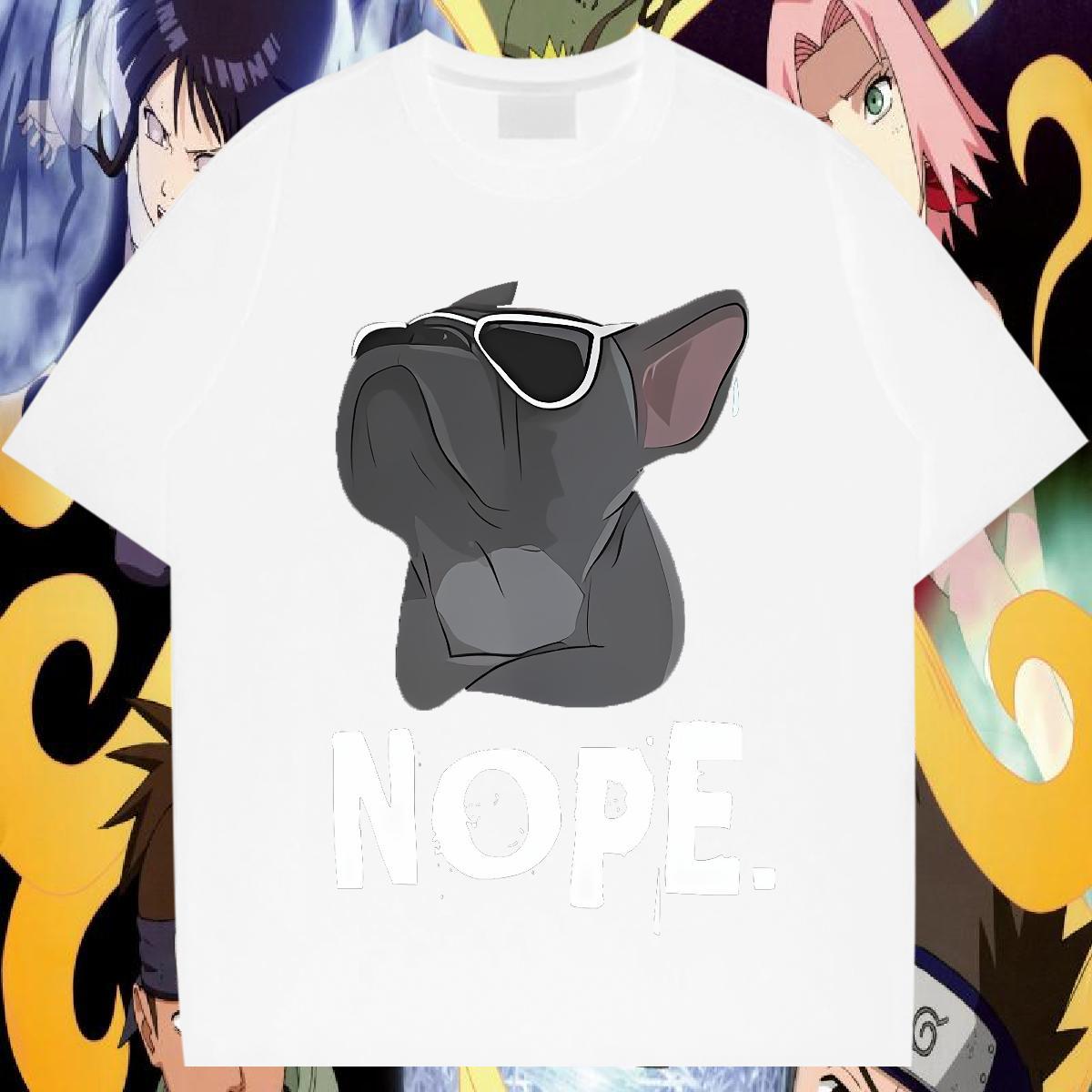 Classic Casual Mens T Shirts 100% Cotton 230g Anime Printing Street Tops Tees Breathable Crew Neck Popular Men Tops Tees Black Oversized