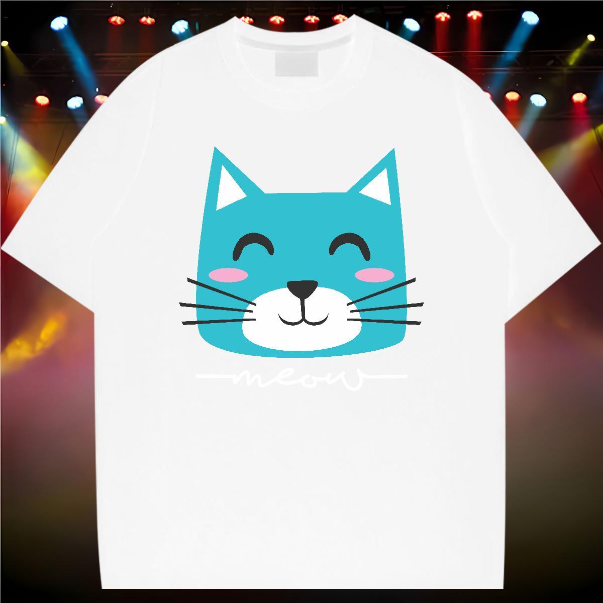T-Shirts for Men 100% Cotton 230g cat Daily Wear Crew Neck Anime Tshirt for Man Woman Custom Popular Tops Tees