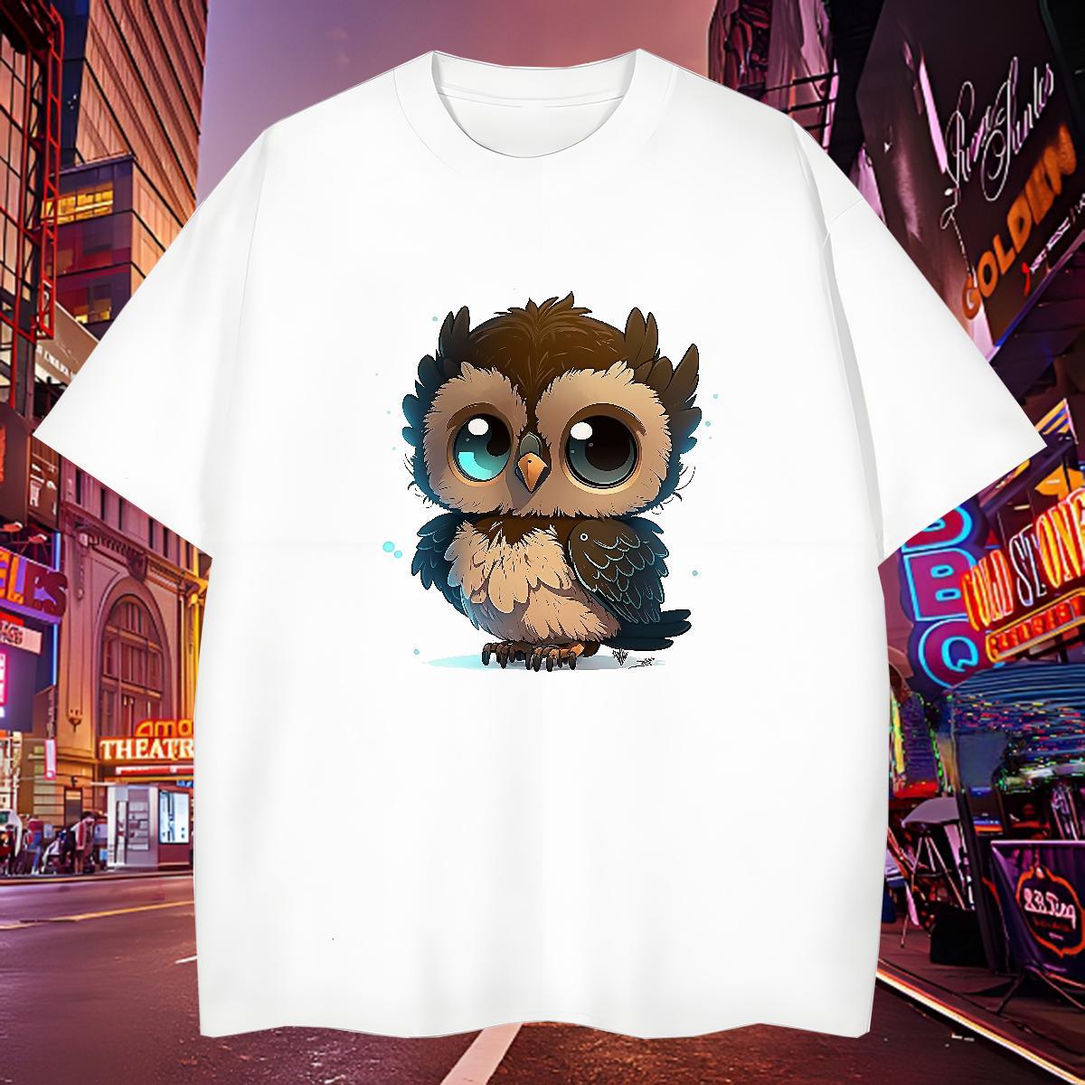 Loose Fit Men Clothes T-Shirt 230g Pure Cotton Owl T shirt Daily Wear Breathable Custom Printed Factory Direct Tshirts